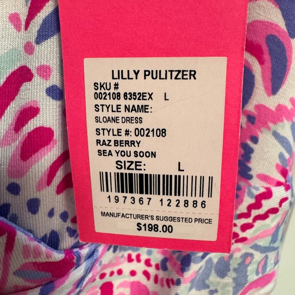 Lilly Pulitzer “Raz Berry Sea You Soon” Sloane Maxi Dress Size Large - Picture 3 of 4